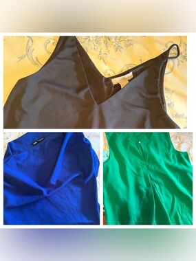 Zara, H&m, primark Women’s V-Neck Camisole 3 Set - Black, Blue & Green